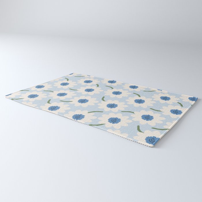 Flower field - charming blue Rug Gallery Image 3