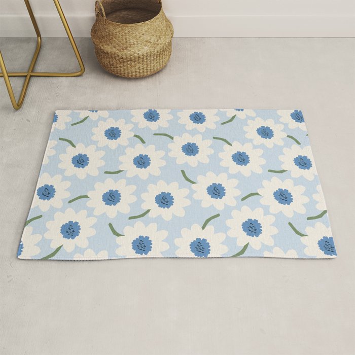 Flower field - charming blue Rug Gallery Image 1
