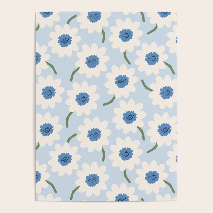 Flower field - charming blue Poster Gallery Image 1