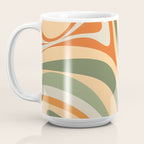 Groovy Retro Abstract New Groove Swirl Pattern in Mossy Sage Olive Green Apricot Orange Coffee Mug Gallery Image 3