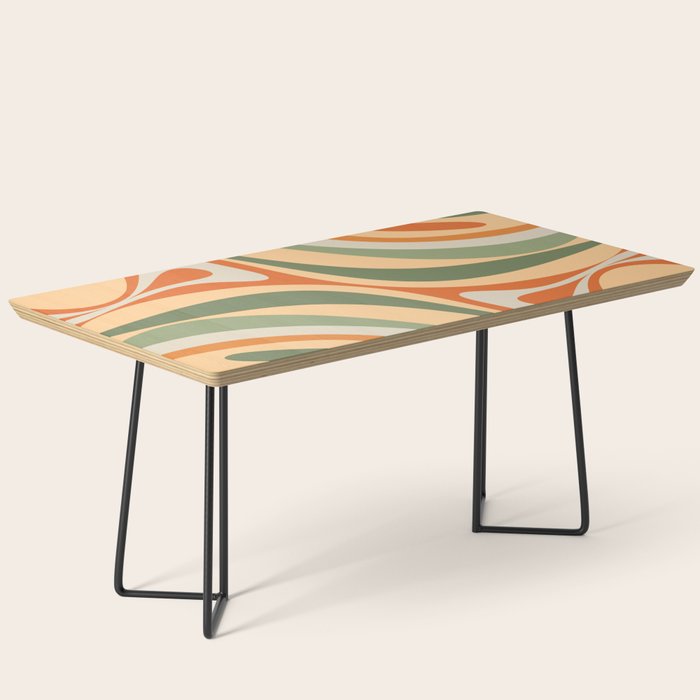 Groovy Retro Abstract New Groove Swirl Pattern in Mossy Sage Olive Green Apricot Orange Coffee Table Gallery Image 1