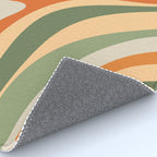 Groovy Retro Abstract New Groove Swirl Pattern in Mossy Sage Olive Green Apricot Orange Rug Gallery Image 4