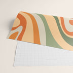 Groovy Retro Abstract New Groove Swirl Pattern in Mossy Sage Olive Green Apricot Orange Wrapping Paper Gallery Image 2