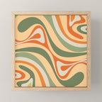 Groovy Retro Abstract New Groove Swirl Pattern in Mossy Sage Olive Green Apricot Orange Mini Art Print Gallery Image 1
