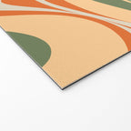 Groovy Retro Abstract New Groove Swirl Pattern in Mossy Sage Olive Green Apricot Orange Welcome Mat Gallery Image 2