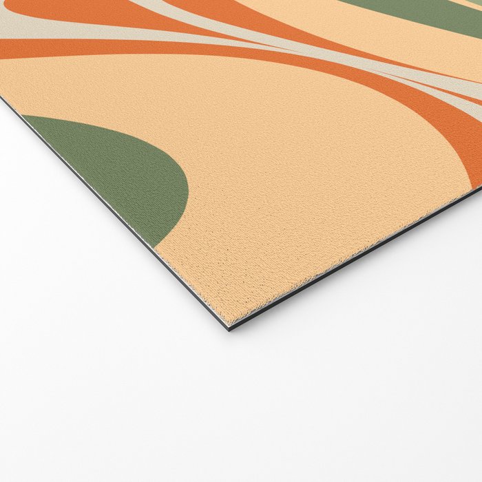 Groovy Retro Abstract New Groove Swirl Pattern in Mossy Sage Olive Green Apricot Orange Welcome Mat Gallery Image 2