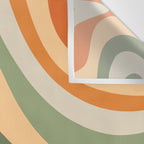 Groovy Retro Abstract New Groove Swirl Pattern in Mossy Sage Olive Green Apricot Orange Wall Tapestry Gallery Image 3