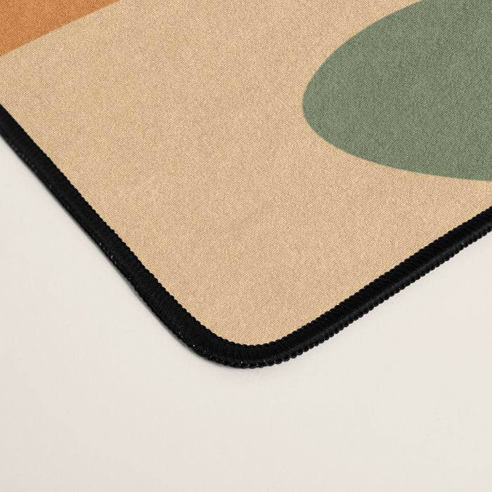 Groovy Retro Abstract New Groove Swirl Pattern in Mossy Sage Olive Green Apricot Orange Desk Mat Gallery Image 4
