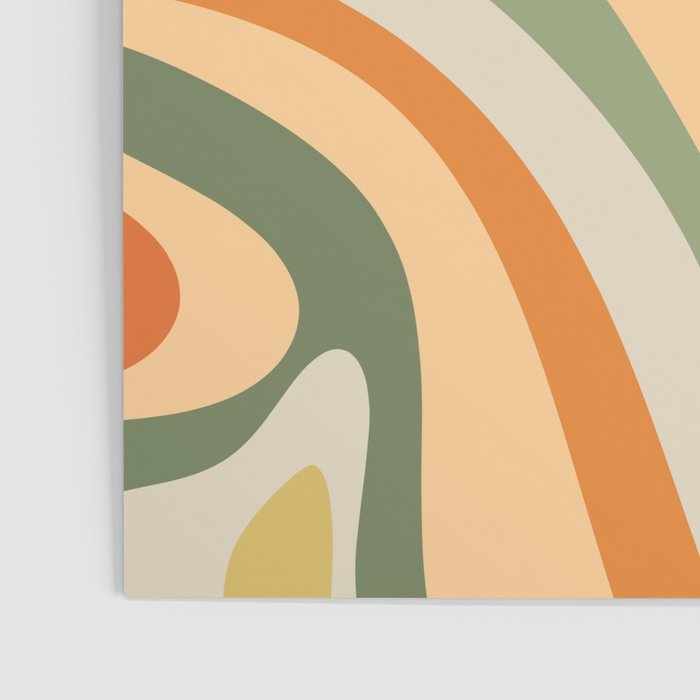 Groovy Retro Abstract New Groove Swirl Pattern in Mossy Sage Olive Green Apricot Orange Poster Gallery Image 3