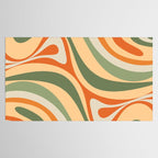 Groovy Retro Abstract New Groove Swirl Pattern in Mossy Sage Olive Green Apricot Orange Tablecloth Gallery Image 2