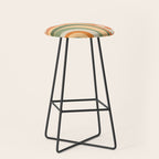 Groovy Retro Abstract New Groove Swirl Pattern in Mossy Sage Olive Green Apricot Orange Stool Gallery Image 1