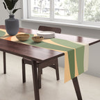 Groovy Retro Abstract New Groove Swirl Pattern in Mossy Sage Olive Green Apricot Orange Table Runner Gallery Image 2
