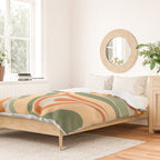 Groovy Retro Abstract New Groove Swirl Pattern in Mossy Sage Olive Green Apricot Orange Duvet Cover Gallery Image 2