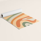 Groovy Retro Abstract New Groove Swirl Pattern in Mossy Sage Olive Green Apricot Orange Yoga Mat Gallery Image 2