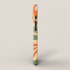 Groovy Retro Abstract New Groove Swirl Pattern in Mossy Sage Olive Green Apricot Orange iPhone Case Gallery Image 2