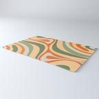 Groovy Retro Abstract New Groove Swirl Pattern in Mossy Sage Olive Green Apricot Orange Rug Gallery Image 3