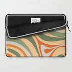 Groovy Retro Abstract New Groove Swirl Pattern in Mossy Sage Olive Green Apricot Orange Laptop Sleeve Gallery Image 2