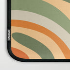 Groovy Retro Abstract New Groove Swirl Pattern in Mossy Sage Olive Green Apricot Orange Laptop Sleeve Gallery Image 3