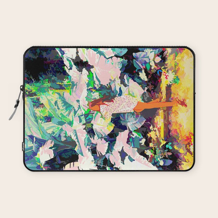 Live Quietly In a Corner Of Nature, Modern Bohemian Woman Jungle Forest Eclectic Painting Laptop Sleeve Gallery Image 1