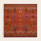 Moroccan Berber Geometric Pattern In Warm Earth Tones Wood Wall Art Gallery Image 1