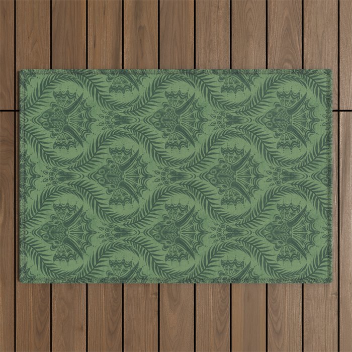 Triceratops Damask - Fern Outdoor Rug Gallery Image 1