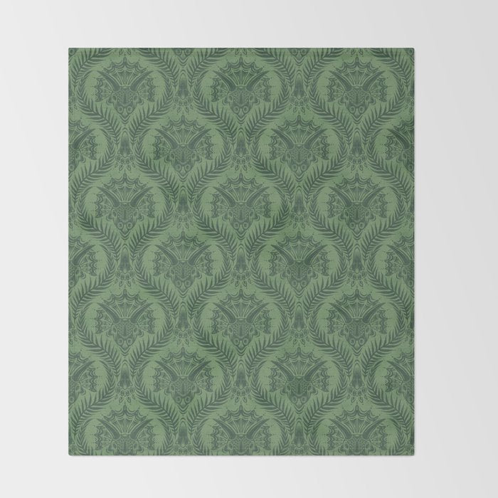 Triceratops Damask - Fern Throw Blanket Gallery Image 2