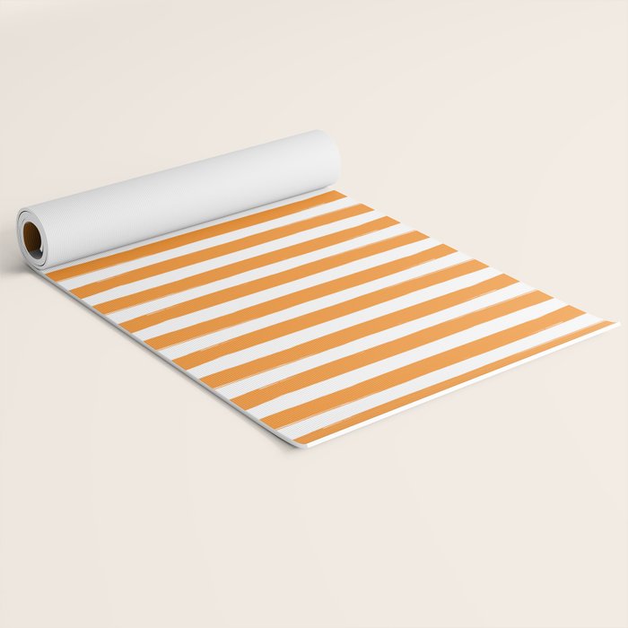 Orange and White Cabana Stripes Palm Beach Preppy Yoga Mat Gallery Image 2