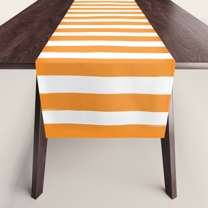 Orange and White Cabana Stripes Palm Beach Preppy Table Runner Gallery Image 1