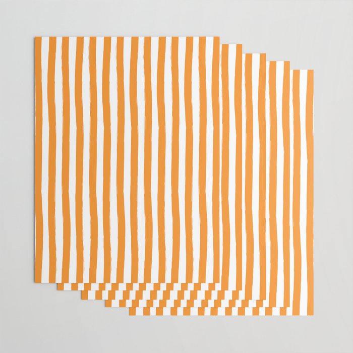 Orange and White Cabana Stripes Palm Beach Preppy Wrapping Paper Gallery Image 3