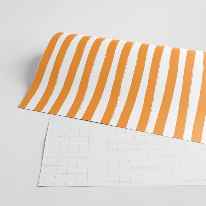Orange and White Cabana Stripes Palm Beach Preppy Wrapping Paper Gallery Image 2