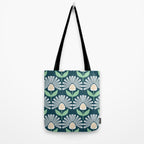 Modern mid century retro flower blue Tote Bag Gallery Image 2