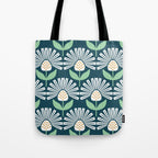 Modern mid century retro flower blue Tote Bag Gallery Image 1
