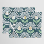 Modern mid century retro flower blue Placemat Gallery Image 1
