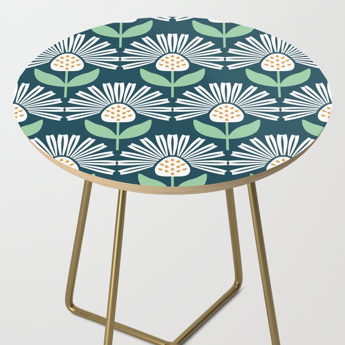 Modern mid century retro flower blue Side Table Gallery Image 2