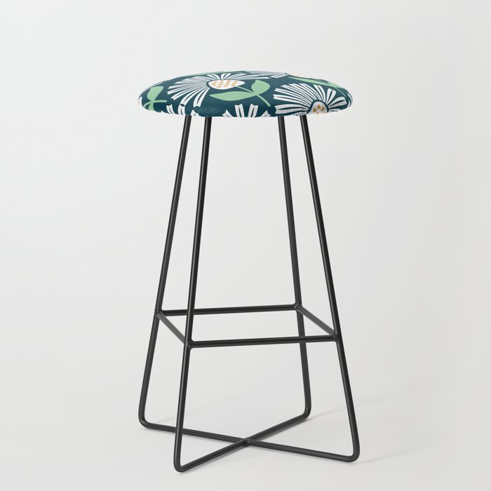 Modern mid century retro flower blue Stool Gallery Image 1