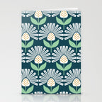 Modern mid century retro flower blue Stationery Card Gallery Image 2