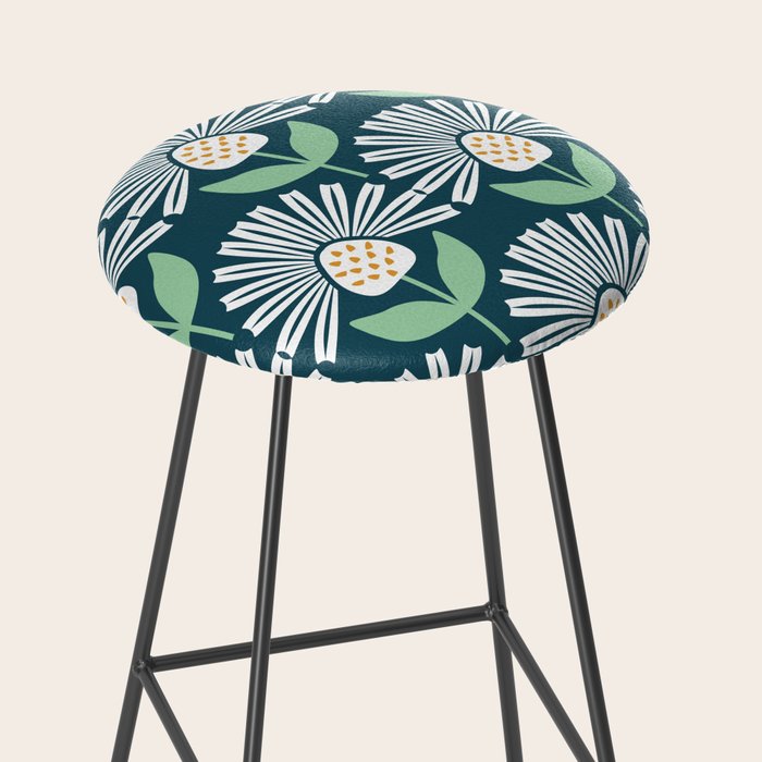 Modern mid century retro flower blue Stool Gallery Image 2