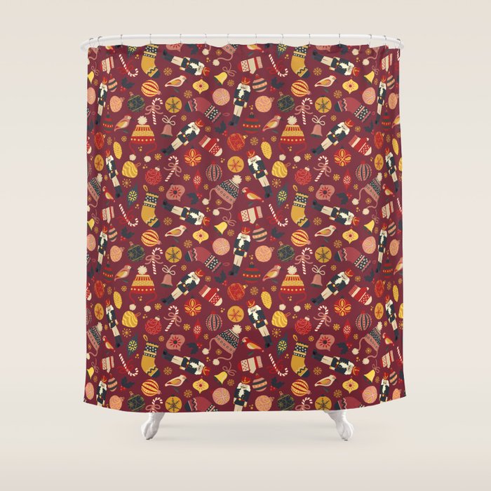 Christmas Ornaments Pattern Shower Curtain Gallery Image 1