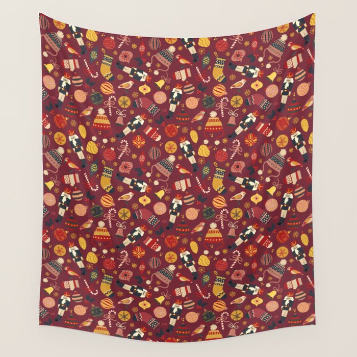 Christmas Ornaments Pattern Wall Tapestry Gallery Image 4
