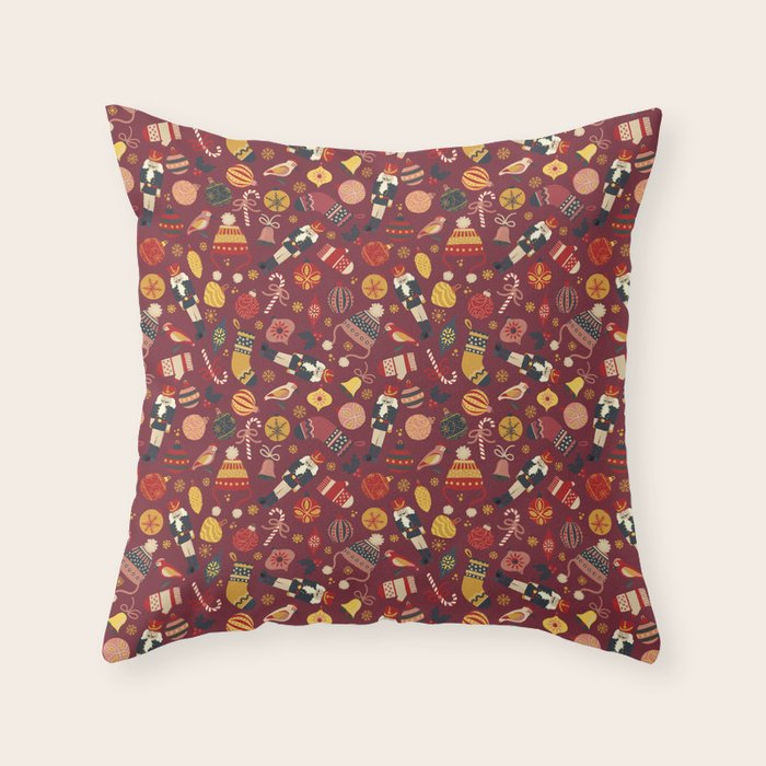 Christmas Ornaments Pattern Throw Pillow Gallery Image 6