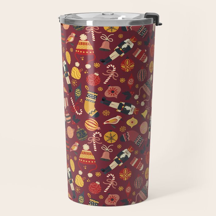 Christmas Ornaments Pattern Travel Mug Gallery Image 2