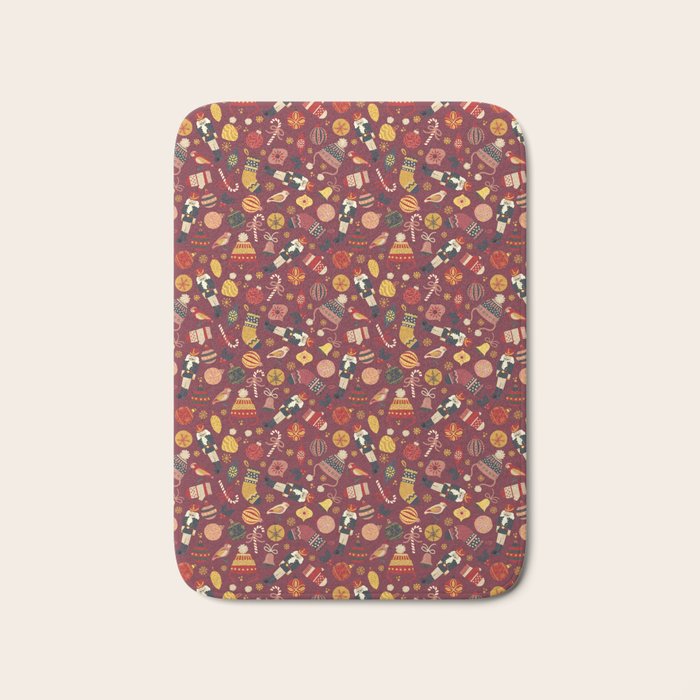 Christmas Ornaments Pattern Bath Mat Gallery Image 1