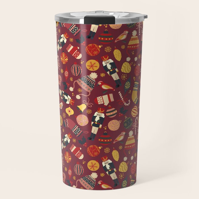 Christmas Ornaments Pattern Travel Mug Gallery Image 1
