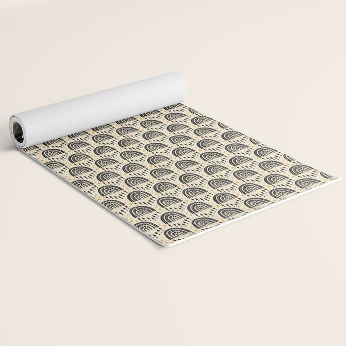 Little Rainbows - black, marigold, and cream Yoga Mat Gallery Image 2