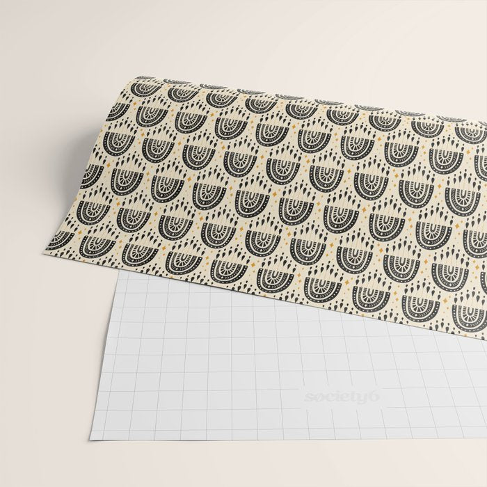 Little Rainbows - black, marigold, and cream Wrapping Paper Gallery Image 2
