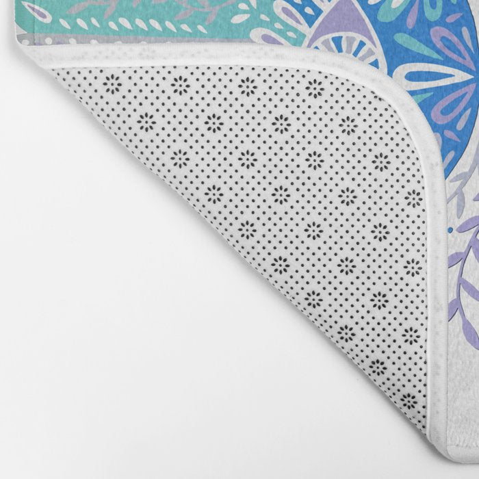 Hamsa Hand - Blue & Turquoise Palette Bath Mat Gallery Image 2