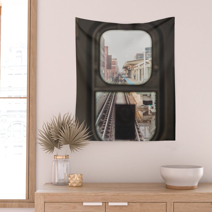 Loop Bound - Chicago El Photography Wall Tapestry Gallery Image 2