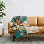 Abstract Floral Splashes Throw Blanket Gallery Image 1