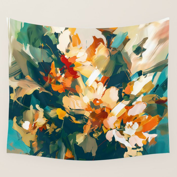 Abstract Floral Splashes Wall Tapestry Gallery Image 4