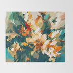 Abstract Floral Splashes Throw Blanket Gallery Image 2
